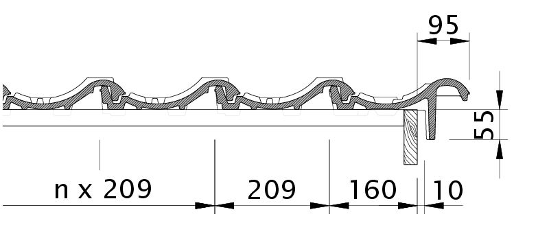 Drawing MELODIE verge tile right with barge board OBR