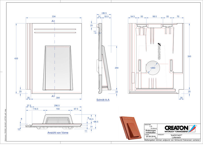 Product CAD file KAPSTADT concrete ventilating tile Luefterstein