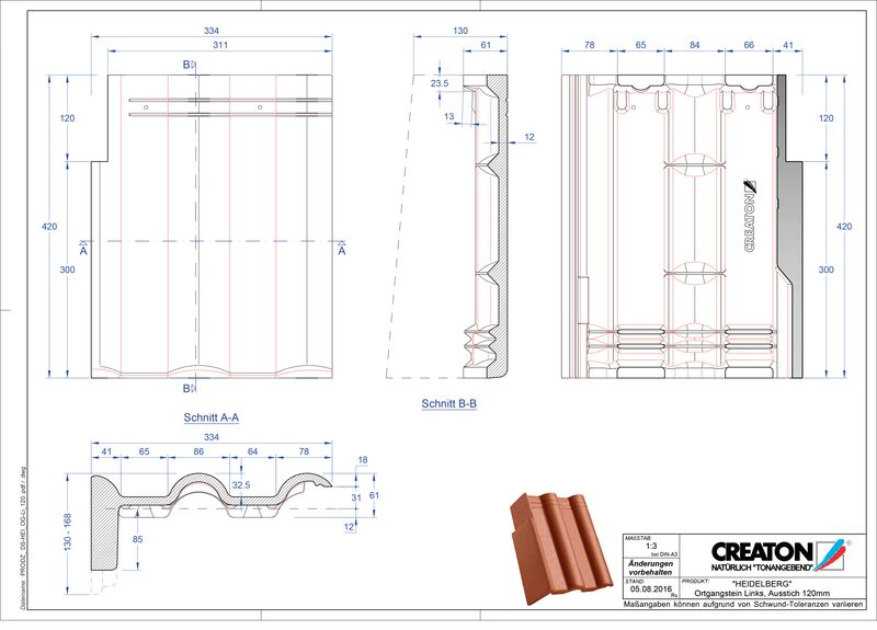 Product CAD file HEIDELBERG concrete shed roof tile verge left PultOGL-120