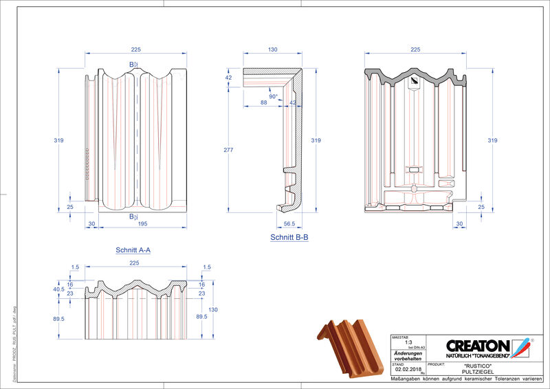 Product CAD file RUSTICO shed roof tile PULT