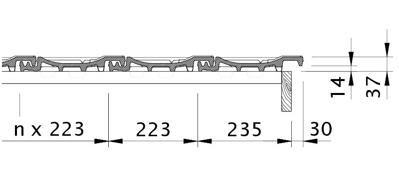Drawing CANTUS verge right with verge sheet metal and field tile OFR