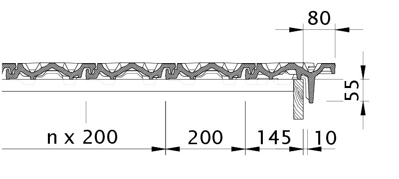 Drawing RUSTICO verge tile right with barge board OBR