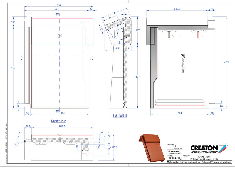 Product CAD file KAPSTADT concrete shed roof tile verge right PultOGR