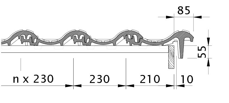 Drawing SINFONIE verge tile right with barge board OBR