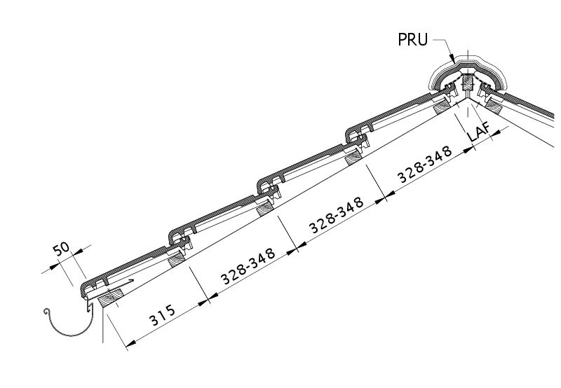 Drawing RUSTICO roof cross-section DQF