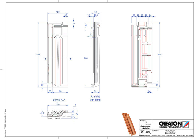 Product CAD file RUSTICO half-width tile LH