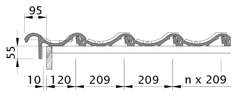 Drawing MELODIE verge tile left with barge board OBL