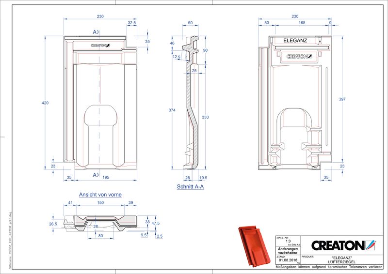 Product CAD file ELEGANZ ventilating tile LUEFTZ