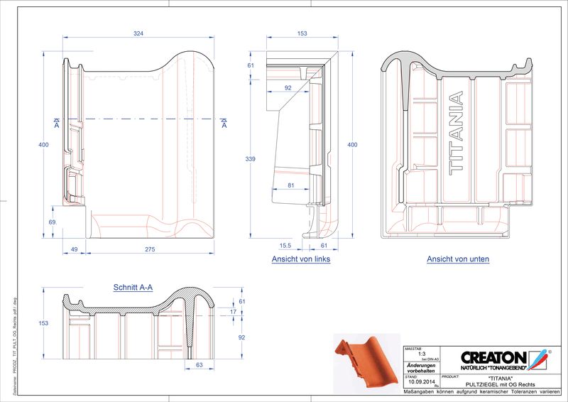 Product CAD file TITANIA shed roof tile verge right PULTOGR