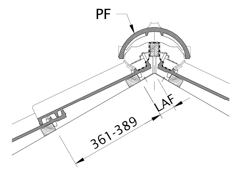 Drawing SINFONIE distance from batten to ridge intersection point, ridge batten spacing LAF