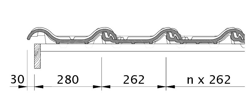 Drawing TITANIA verge left with verge sheet metal and double roll ODL