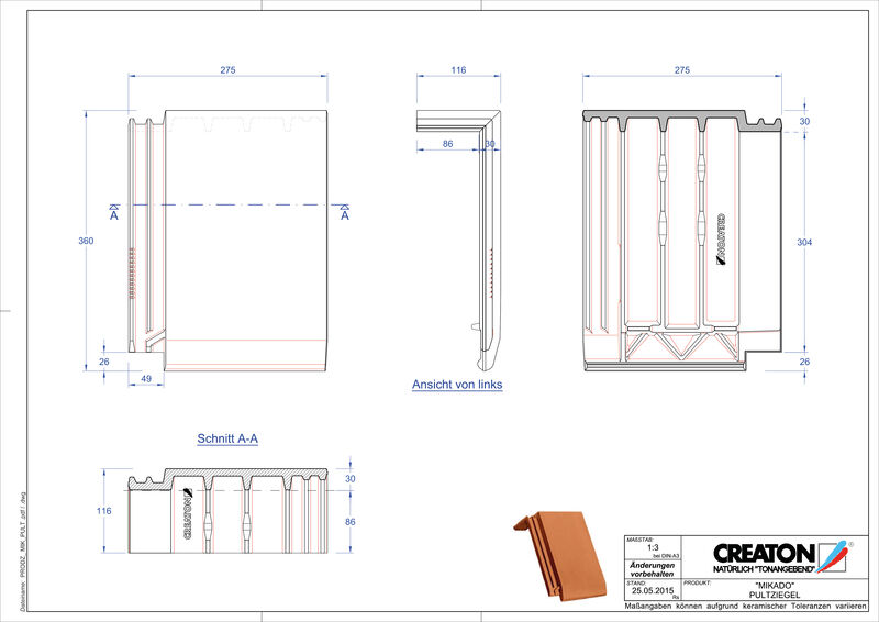 Product CAD file MIKADO shed roof tile PULT