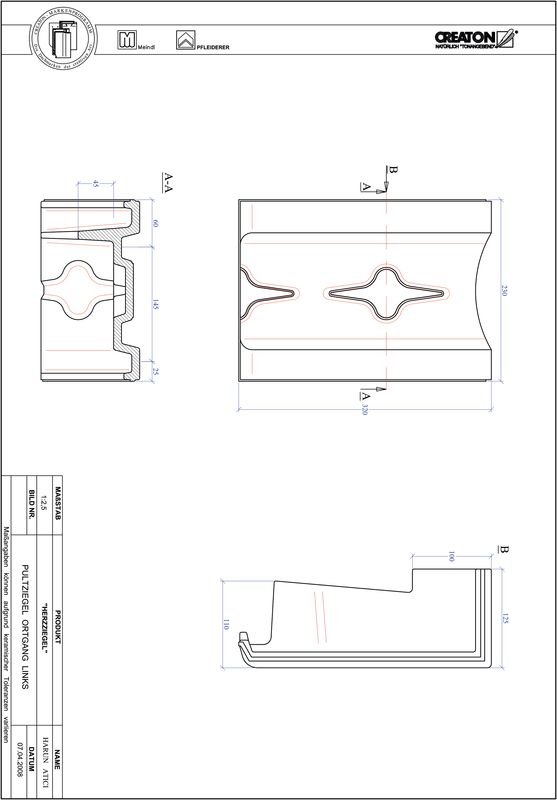Product CAD file HERZZIEGEL shed roof tile verge left PULTOGL