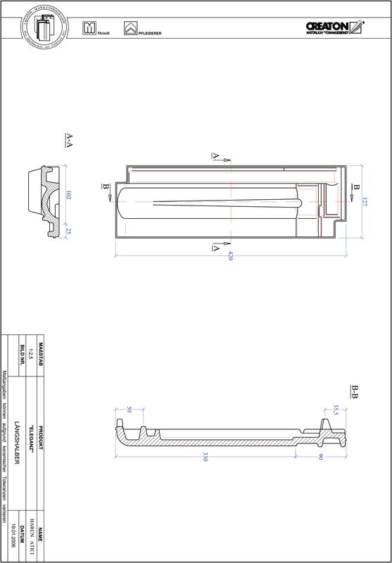 Product CAD file ELEGANZ half-width tile LH