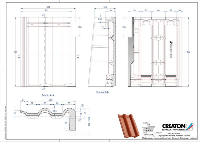 Product CAD file HEIDELBERG concrete shed roof tile verge right PultOGR-120