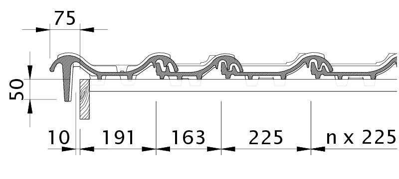 Drawing PREMION verge tile left with barge board OBL