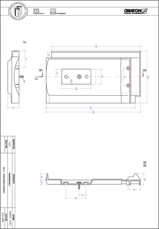 Product CAD file HERZZIEGEL base, aluminium GRUNDALU