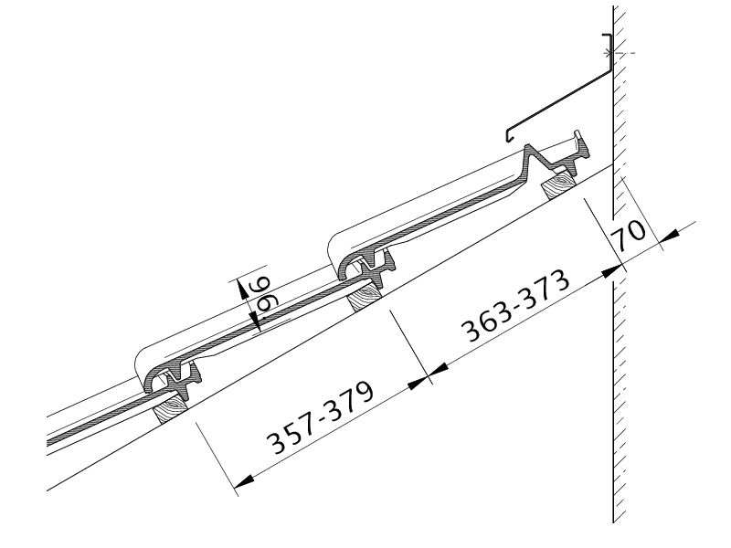 Drawing PREMION wall connection (above) with FALZ WMF