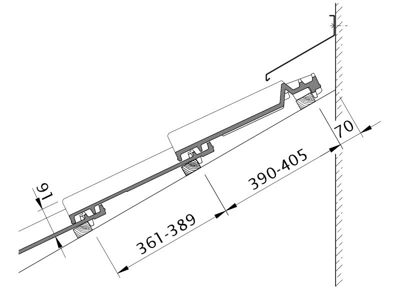 Drawing SINFONIE wall connection (above) with FALZ WMF