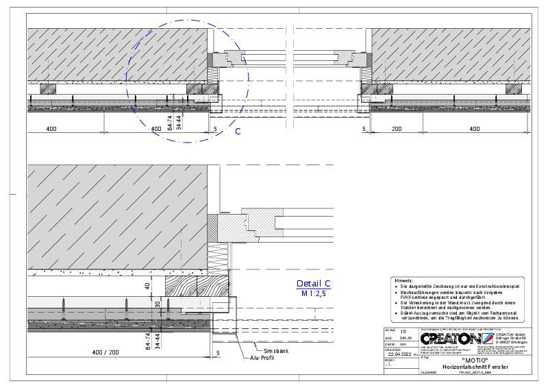 Drawing MOTIO Horizontalschnitt-Fenster