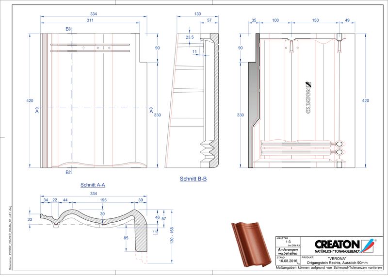 Product CAD file VERONA concrete shed roof tile verge right PultOGR-90
