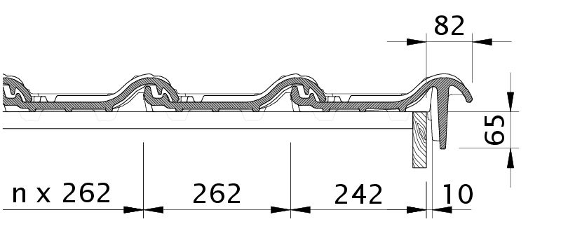 Drawing TITANIA verge tile right with barge board OBR