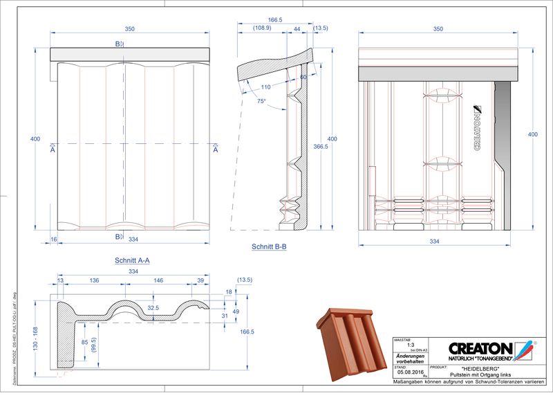 Product CAD file HEIDELBERG concrete shed roof tile verge left PultOGL