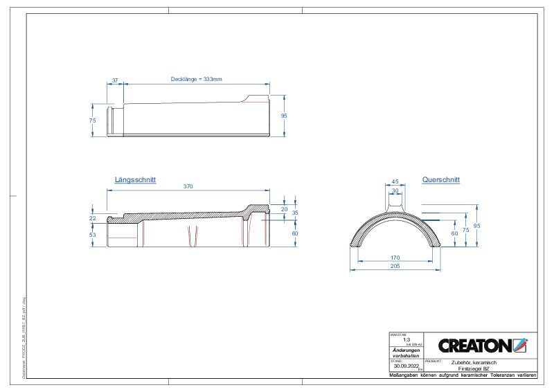Drawing ridge and hip tile product range BZ-Firstziegel
