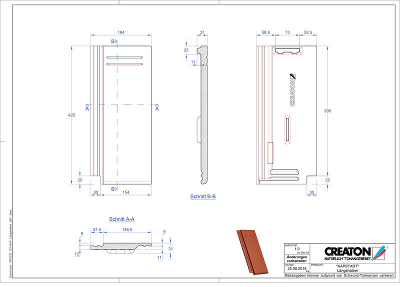 Product CAD file KAPSTADT half-width tile Laengshalber