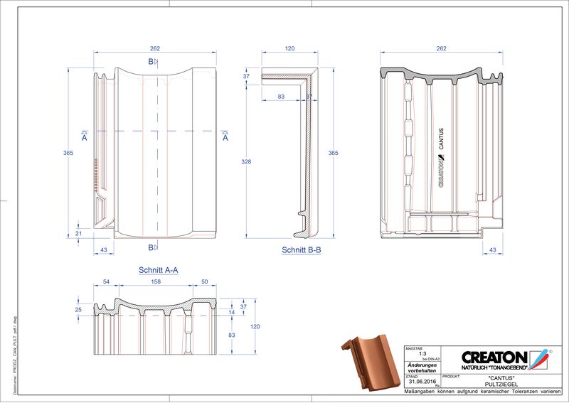 Product CAD file CANTUS shed roof tile PULT