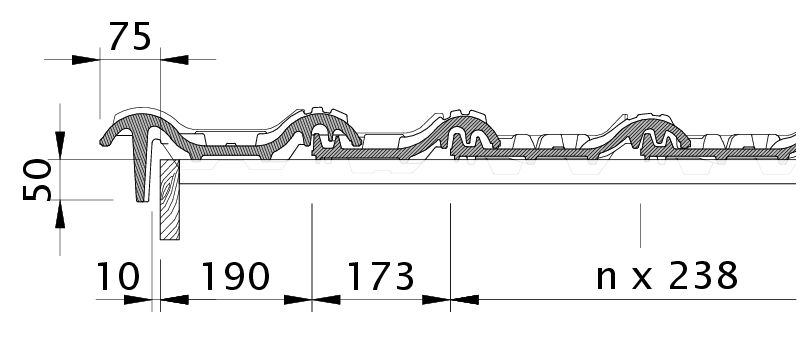 Drawing FUTURA verge tile left with barge board OBL