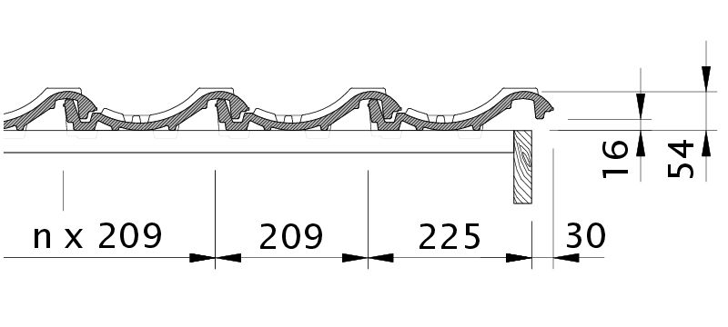 Drawing MELODIE verge right with verge sheet metal and field tile OFR