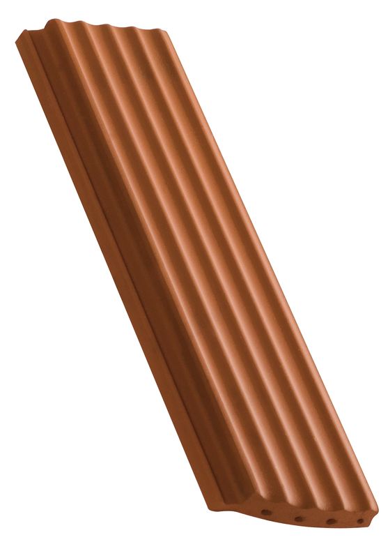 Side interlock tile, ridged surface segmented cut half-width tile