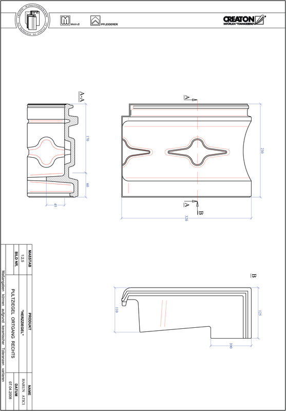 Product CAD file HERZZIEGEL shed roof tile verge right PULTOGR