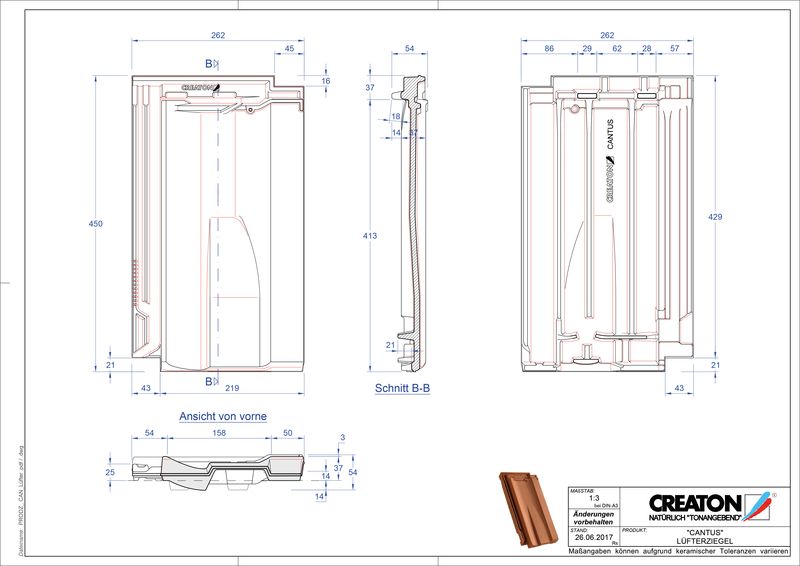Product CAD file CANTUS ventilating tile LUEFTZ